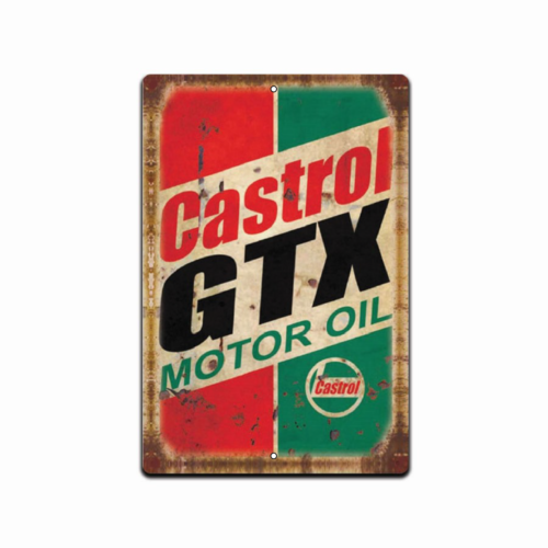 Castrol Oil Gtx - Placa de metal Castrol GTX com